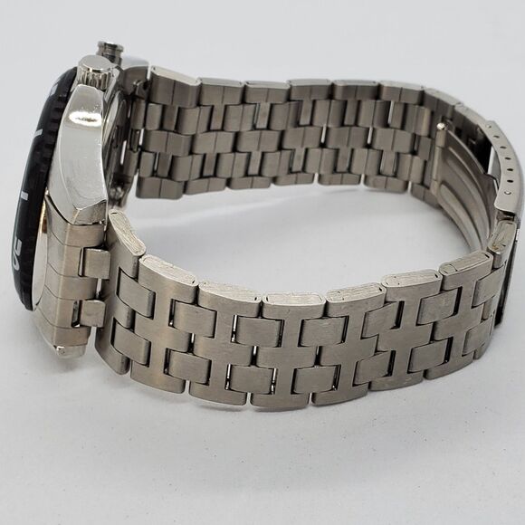 Men's Watch 41MM White Dial Black Bezel Gray Bracelet Band 8.5" New Battery - Picture 5 of 9